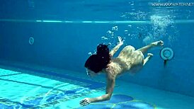 Jessica Lincoln, the small tatted Russian teen, strips by the pool for fun.