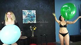 I share my behind-the-scenes moments with a fetish model blowing up balloons