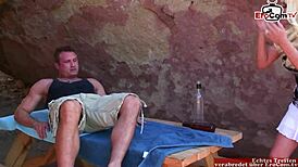 Blonde milf's outdoor big tits adventure