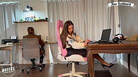 my coworker caught me checking her nudes and we fucked hard