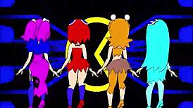 pacman ghost girls dance in three phases