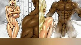Two Hot Blondes Bet On Big Black Cock In Comic Interracial Scene Monster Cock Action