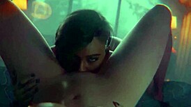 two lesbians lick each other softly