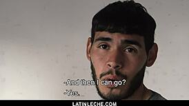 Sexy Latino boy covered in cum by four hung guys