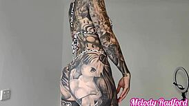 melody radford tries on sheer micro bikini backstage