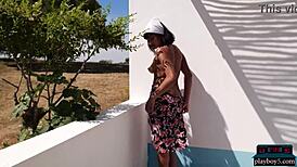 Curvy Indian MILF Angel Constance Strips Naked Outdoors for Playboy