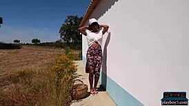 Curvy Indian MILF Angel Constance Strips Naked Outdoors for Playboy