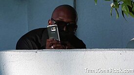 Man, that huge black cock just crushes this pretty brunette!