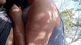 Hey, my horny Latina stepmom invited me to bang her chubby ass in the forest