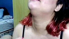 Sucking his dick with big tits