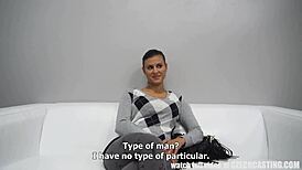 Stunning big tits brunette at pornjob interview, bent over for POV doggystyle, man I’m nervous!