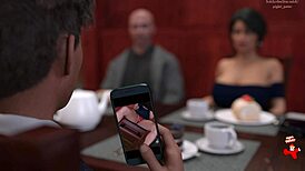 stepmom's hidden charm under the table in public setting