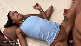 petite cowgirl screaming wild while riding rough