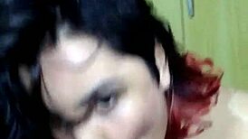 Sucking his dick with big tits