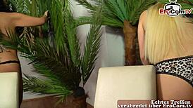 German blonde masturbates during funny sex game