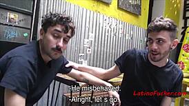 Latino guys join in for quick cash action