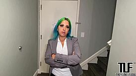 Spanish barbie, the hotel manager, seduces with her ass and fucks big black cock in pov