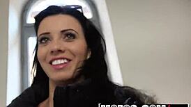 vicky love gets an epic facial in this public euro pickup tape.