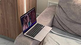 Nude Milf with Natural Tits Pleasures Herself on Sofa