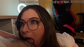 Cumshot and Sex with Glasses Girl