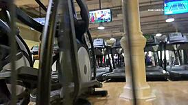 Gym shower blowjob and masturbation with monster cock!