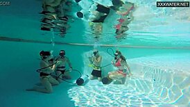 eva sasalka enjoys group underwater fun