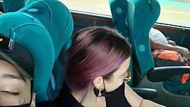 Blowjob and Creampie Action Unfolds in Public Service Bus Ride