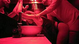 Intimate moment in the bathroom with a couple