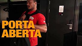 The door was open, so I fucked this blindfolded muscular stud with gusto.