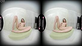 Vika Lita Finger Fucks Her Wet Shaved Pussy in VR Solo Session