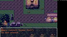 Tanned curvy Natsuki naughtily pisses in public during hentai game episode 10