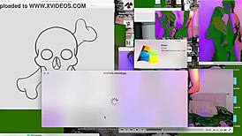 Fucking on the desk in webcam