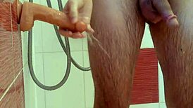 Solo boy’s sensual shower experience with anal toy play