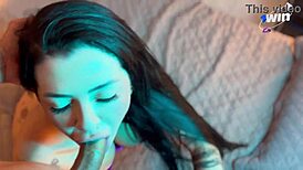 morena brunette sucking cock in homemade outdoor public setting, then riding in lingerie