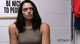 Monster Cock Deepthroats Teen Thief's Pretty Face In Office!