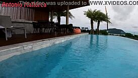 Picking up a hot thai babe by the swimming pool for rough sex.