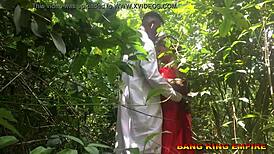 priest succumbs to ebony teen's charm with big black cock in african forest