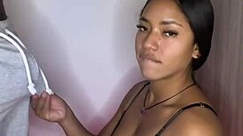 Cute Latina Model Sucks Best Friend's Cock in Amateur Couple Reality with Facial Cumshot
