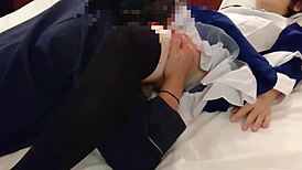 Cute nurse cosplay girl sucks me off in hospital bed 😘