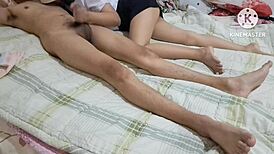 The student takes a massage job and gives an incredible blowjob and handjob to the big cock