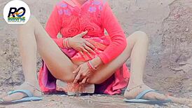 bhabhi lifts saree and fingers herself, oh my! what a wild sensation she creates!