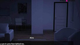 Alice and Landlady in Lesbian Bottle Game