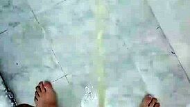 Solo girl urinates in the bathroom and shows her body