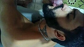 I went to the married guy's house to give ass and get milk in mouth bareback blowjob