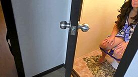 Stepmom Surprised in Toilet, Stepson Fucks Her Ass Hard