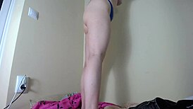 Blonde Amateur Rides Dildo with Shaved Pussy in Doggy Anal Action. Big Cock Cumshot Awaits.