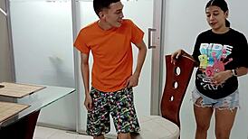 stepbrother's big dick admired by sister