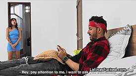 Latina roommate craves big dick before outing