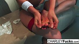 Charley Chase's seductive lucha libre turns into intense foot fetish masturbation.