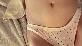 stepdad gently teasing and rubbing my wet shaved area in panties leading to climax